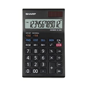 Sharp Electronics EL128RWH Calculatrice 12 chiffres avec option conversion de monnaie Noir/blanc - Publicité
