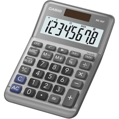Casio MS-80F Kleiner Tischrechner, Steuerberechnung, 8-stellig, Alu-Design 8-stelliges großes Display, Steuerberechnung, Quadratwurzel, Aluminiumfront, Vorzeichenwechsel, Solar-/Batteriebetrieb. Publicité Casio MS-80F Kleiner Tischrechner, Steuerberechnung, 8-stellig, Alu-Design 8-stelliges großes Display, Steuerberechnung, Quadratwurzel, Aluminiumfront, Vorzeichenwechsel, Solar-/Batteriebetrieb. Publicité
