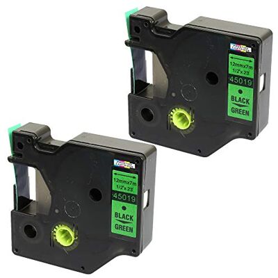 PRESTIGE CARTRIDGE 2 Compatibles Rubans d'étiquettes 45019 S0720590 noir sur vert 12mm x 7m pour DYMO LabelManager LM 160 210D 220P 260P 280 360D 420P 450D 500TS PnP MobileLabeler LabelPoint LabelWriter LW 450 Duo - Publicité PRESTIGE CARTRIDGE 2 Compatibles Rubans d'étiquettes 45019 S0720590 noir sur vert 12mm x 7m pour DYMO LabelManager LM 160 210D 220P 260P 280 360D 420P 450D 500TS PnP MobileLabeler LabelPoint LabelWriter LW 450 Duo - Publicité