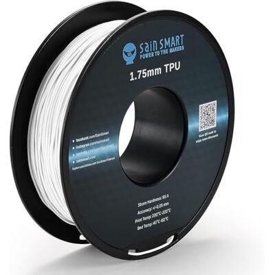 sainsmart White Flexible TPU 3D Printing Filament, 1.75 mm, 0.8 kg, Dimensional Accuracy +/- 0.05 mm - Publicité sainsmart White Flexible TPU 3D Printing Filament, 1.75 mm, 0.8 kg, Dimensional Accuracy +/- 0.05 mm - Publicité