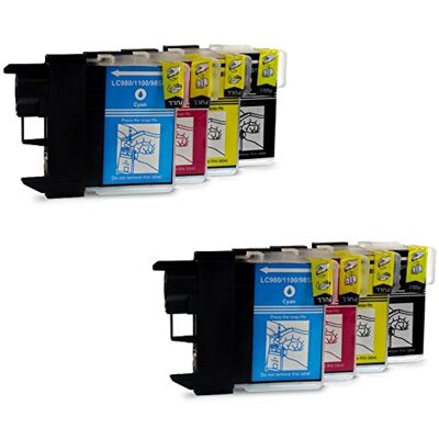 PRESTIGE CARTRIDGE LC1100/LC985 Lot de 8 Cartouches d'encre compatible avec Brother DCP-145C 165C 195C 385C 585CW 6690CW MFC-250C 290C 490CW 5890CN 5895CW 6490CW 990CW J615W, Noir/Cyan/Magenta/Jaune - Publicité PRESTIGE CARTRIDGE LC1100/LC985 Lot de 8 Cartouches d'encre compatible avec Brother DCP-145C 165C 195C 385C 585CW 6690CW MFC-250C 290C 490CW 5890CN 5895CW 6490CW 990CW J615W, Noir/Cyan/Magenta/Jaune - Publicité