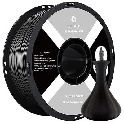 QIDI TECH Filament ABS Rapido 1.75mm, Filament Imprimante 3D ABS Bobine de 1kg (2.2lbs), Adapté à l'impression à Grande Vitesse, Convient à la Plupart des Imprimantes 3D FDM, Très Résistant, Noir - Publicité QIDI TECH Filament ABS Rapido 1.75mm, Filament Imprimante 3D ABS Bobine de 1kg (2.2lbs), Adapté à l'impression à Grande Vitesse, Convient à la Plupart des Imprimantes 3D FDM, Très Résistant, Noir - Publicité