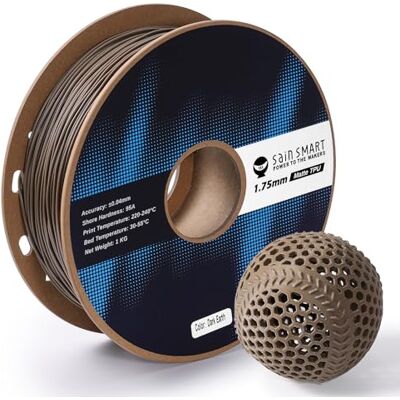 sainsmart Matte TPU Filament, Dark Earth Flexible TPU Printing Filament, 1.75mm, 1kg (2.3lb), Dimensional Accuracy +/- 0.05mm - Publicité sainsmart Matte TPU Filament, Dark Earth Flexible TPU Printing Filament, 1.75mm, 1kg (2.3lb), Dimensional Accuracy +/- 0.05mm - Publicité