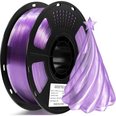 GEEETECH Filament PETG 1,75 mm pour Imprimante 3D, 1 kg, Violet Transparent - Publicité GEEETECH Filament PETG 1,75 mm pour Imprimante 3D, 1 kg, Violet Transparent - Publicité