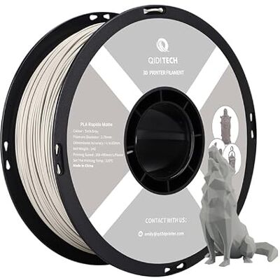QIDI TECH Filament PLA Rapido Matte 1.75mm, Filament Imprimante 3D PLA Matte 1kg (2.2lbs), Convient pour l'impression à haute vitesse, Convient à la plupart des imprimantes 3D FDM, Gris Technique - Publicité QIDI TECH Filament PLA Rapido Matte 1.75mm, Filament Imprimante 3D PLA Matte 1kg (2.2lbs), Convient pour l'impression à haute vitesse, Convient à la plupart des imprimantes 3D FDM, Gris Technique - Publicité