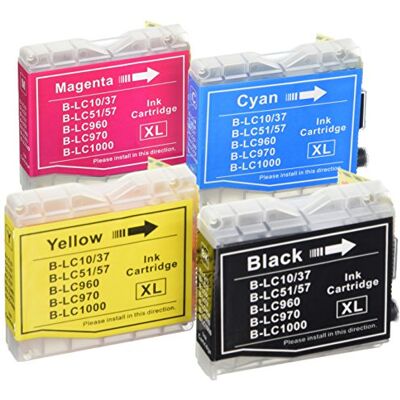 PRESTIGE CARTRIDGE LC1000/LC970 Lot de 4 Cartouches d'encre compatible avec Brother DCP-130C 135C 150C 260C 330C 350C 357C 375CW 540CN 560CN 770CW Fax-2840 MFC-465CN, Noir/Cyan/Magenta/Jaune - Publicité PRESTIGE CARTRIDGE LC1000/LC970 Lot de 4 Cartouches d'encre compatible avec Brother DCP-130C 135C 150C 260C 330C 350C 357C 375CW 540CN 560CN 770CW Fax-2840 MFC-465CN, Noir/Cyan/Magenta/Jaune - Publicité