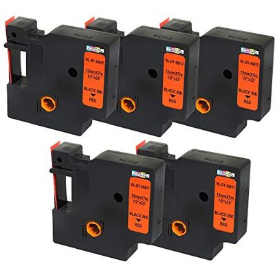 PRESTIGE CARTRIDGE 5 Compatibles Rubans d'étiquettes 45017 S0720570 noir sur rouge 12mm x 7m pour LabelManager LM 160 210D 220P 260P 280 360D 420P 450D 500TS PnP MobileLabeler LabelPoint LabelWriter LW 450 Duo - Publicité PRESTIGE CARTRIDGE 5 Compatibles Rubans d'étiquettes 45017 S0720570 noir sur rouge 12mm x 7m pour LabelManager LM 160 210D 220P 260P 280 360D 420P 450D 500TS PnP MobileLabeler LabelPoint LabelWriter LW 450 Duo - Publicité