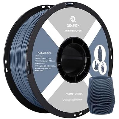 QIDI TECH Filament PLA Rapido Matte 1.75mm, Filament Imprimante 3D PLA Matte 1kg (2.2lbs), Convient pour l'impression à haute vitesse, Convient à la plupart des imprimantes 3D FDM, La Marine Matte - Publicité QIDI TECH Filament PLA Rapido Matte 1.75mm, Filament Imprimante 3D PLA Matte 1kg (2.2lbs), Convient pour l'impression à haute vitesse, Convient à la plupart des imprimantes 3D FDM, La Marine Matte - Publicité