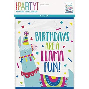 Unique Party- Llama Birthday Party Loot Bags 8 Pcs 73233-Pochettes Cadeau-Fête d'anniversaire à thème Paquet de 8, 73233, Nylon/A - Publicité Unique Party- Llama Birthday Party Loot Bags 8 Pcs 73233-Pochettes Cadeau-Fête d'anniversaire à thème Paquet de 8, 73233, Nylon/A - Publicité