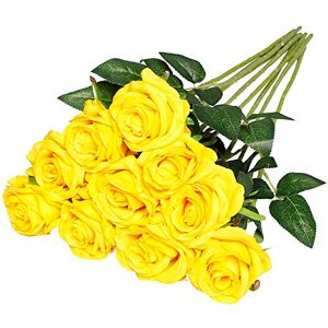 Nubry Artificiel Soie Rose Fleurs Tige Unique Une Fausse Rose Réaliste pour le Bouquet de Mariage Arrangements Floraux Décoration, 10pcs (Jaune) - Publicité Nubry Artificiel Soie Rose Fleurs Tige Unique Une Fausse Rose Réaliste pour le Bouquet de Mariage Arrangements Floraux Décoration, 10pcs (Jaune) - Publicité