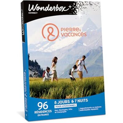 WONDERBOX Connect Coffret Cadeau Pierre & Vacances Semaine en Famille 8 jours et 7 nuits pour 4 pers Mer, Montagne, Campagne. Appartements ou maisons individuelles équipées Validité 27 mois - Publicité WONDERBOX Connect Coffret Cadeau Pierre & Vacances Semaine en Famille 8 jours et 7 nuits pour 4 pers Mer, Montagne, Campagne. Appartements ou maisons individuelles équipées Validité 27 mois - Publicité