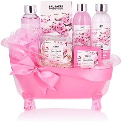 BRUBAKER Cosmetics Coffret de bain Fleur de cerisier 8 Pièces Baignoire décorative Rose/Pink Idée cadeau - Publicité BRUBAKER Cosmetics Coffret de bain Fleur de cerisier 8 Pièces Baignoire décorative Rose/Pink Idée cadeau - Publicité