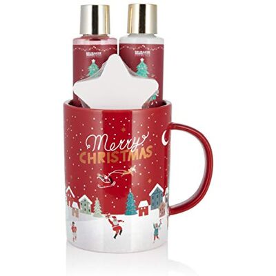 BRUBAKER Cosmetics Coffret de bain & douche Baies d'hiver/Joyeux Noël 4 Pièces Mug en Céramique incl. Idée cadeau Femme & Homme - Publicité BRUBAKER Cosmetics Coffret de bain & douche Baies d'hiver/Joyeux Noël 4 Pièces Mug en Céramique incl. Idée cadeau Femme & Homme - Publicité
