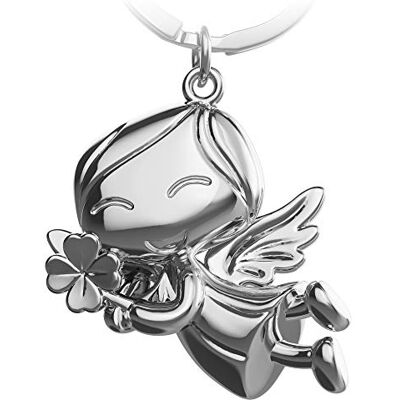 FABACH Porte-clés Ange Gardien avec Trèfle Porte-bonheur pour Voiture Cadeau de Bonne Chance Métal, Argent, Taille Unique - Publicité FABACH Porte-clés Ange Gardien avec Trèfle Porte-bonheur pour Voiture Cadeau de Bonne Chance Métal, Argent, Taille Unique - Publicité