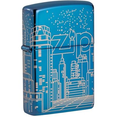 Zippo Briquet Tempête Motif Gratte-Ciel, Bleu Poli, Laser 360°, Rechargeable, Réutilisable, Coupe-Vent, Coffret Cadeau, Fabriqué Aux États-Unis - Publicité Zippo Briquet Tempête Motif Gratte-Ciel, Bleu Poli, Laser 360°, Rechargeable, Réutilisable, Coupe-Vent, Coffret Cadeau, Fabriqué Aux États-Unis - Publicité