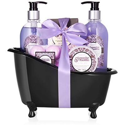 BRUBAKER Cosmetics Coffret de bain Lavande/Vanille 9 Pièces Baignoire décorative Noir/Violet Idée cadeau - Publicité BRUBAKER Cosmetics Coffret de bain Lavande/Vanille 9 Pièces Baignoire décorative Noir/Violet Idée cadeau - Publicité