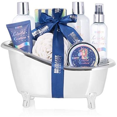 BRUBAKER Cosmetics Coffret de bain & beauté Vanille/Lavande 8 Pièces Baignoire décorative Argenté/Licorne arc-en-ciel Idée cadeau Femme - Publicité BRUBAKER Cosmetics Coffret de bain & beauté Vanille/Lavande 8 Pièces Baignoire décorative Argenté/Licorne arc-en-ciel Idée cadeau Femme - Publicité