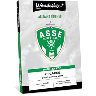 WONDERBOX Connect Coffret Cadeau As Saint-Etienne Match en Kop 2 Places pour 1 Match au Choix Parmi 17 matchs par an, valable pour Tous Les matchs à Domicile Validité 27 Mois - Publicité WONDERBOX Connect Coffret Cadeau As Saint-Etienne Match en Kop 2 Places pour 1 Match au Choix Parmi 17 matchs par an, valable pour Tous Les matchs à Domicile Validité 27 Mois - Publicité