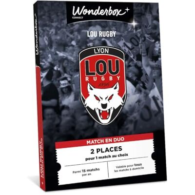 WONDERBOX Connect Coffret Cadeau Lou Rugby pour 2 pers. 2 places pour 1 match au choix Parmi 15 matchs par an, valable pour tous les matchs à domicile Validité 27 mois - Publicité WONDERBOX Connect Coffret Cadeau Lou Rugby pour 2 pers. 2 places pour 1 match au choix Parmi 15 matchs par an, valable pour tous les matchs à domicile Validité 27 mois - Publicité