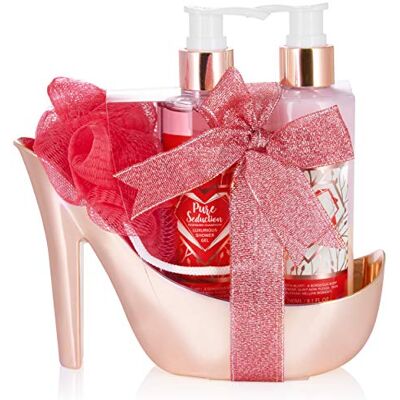 BRUBAKER Cosmetics Coffret de bain & beauté de luxe Framboise/Champagne 4 Pièces Escarpin décoratif Or rose Idée cadeau Femme - Publicité BRUBAKER Cosmetics Coffret de bain & beauté de luxe Framboise/Champagne 4 Pièces Escarpin décoratif Or rose Idée cadeau Femme - Publicité