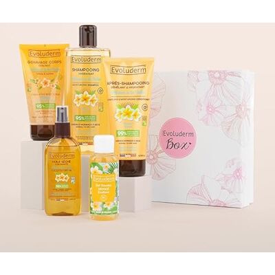 Evoluderm – Coffret Cadeau Monoï Corps & Cheveux – 5 produits Origine Naturelle Végan – Made in France Idée Cadeau de Noël, Anniversaire, Fête des Mères (Flower) - Publicité Evoluderm – Coffret Cadeau Monoï Corps & Cheveux – 5 produits Origine Naturelle Végan – Made in France Idée Cadeau de Noël, Anniversaire, Fête des Mères (Flower) - Publicité
