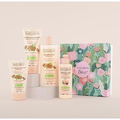 Evoluderm Coffret cadeau Femme Soins Cheveux au Beurre de Karité 4 produits Idée Cadeau Coffret cadeau Noël-Coffret Anniversaire Fête des Mères Fabrication Française (Jungle) - Publicité Evoluderm Coffret cadeau Femme Soins Cheveux au Beurre de Karité 4 produits Idée Cadeau Coffret cadeau Noël-Coffret Anniversaire Fête des Mères Fabrication Française (Jungle) - Publicité