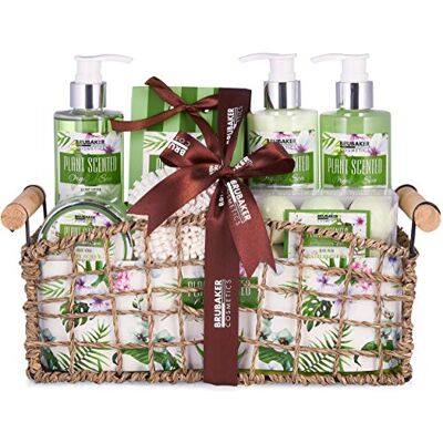 BRUBAKER Cosmetics Coffret de bain & douche Aloe vera 13 Pièces Panier rétro décoratif Idée cadeau - Publicité BRUBAKER Cosmetics Coffret de bain & douche Aloe vera 13 Pièces Panier rétro décoratif Idée cadeau - Publicité