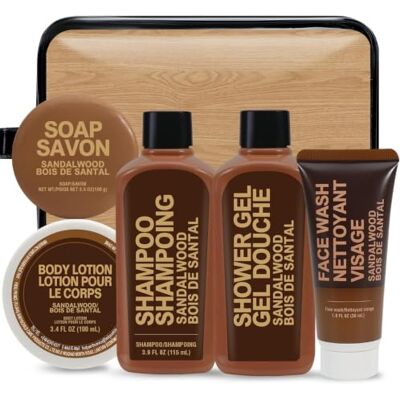 BODY & EARTH Kit Soins Portable pour Homme 6PCS Cadeau pour Hommes Coffret de Bain au Parfum Bois Santal, Cadeau D'anniversaire pour Lui, Coffret SPA Avec Trousse de Rangement, Cadeau de Noël - Publicité BODY & EARTH Kit Soins Portable pour Homme 6PCS Cadeau pour Hommes Coffret de Bain au Parfum Bois Santal, Cadeau D'anniversaire pour Lui, Coffret SPA Avec Trousse de Rangement, Cadeau de Noël - Publicité