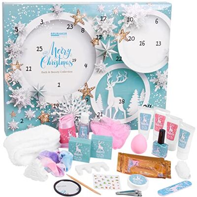 BRUBAKER Cosmetics Calendrier de l'Avent/Noël Bleu menthe Contient 24 Produits de Bain & Beauté Coffret XXL de Bien-être Idée cadeau Femme & Fille - Publicité BRUBAKER Cosmetics Calendrier de l'Avent/Noël Bleu menthe Contient 24 Produits de Bain & Beauté Coffret XXL de Bien-être Idée cadeau Femme & Fille - Publicité