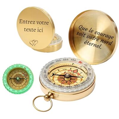 RSQGT Boussole Personnalisable avec Gravure, Cadeau Inspirant 'Let Courage Be Your Constant North', Métal Doré et Argent (Or) - Publicité RSQGT Boussole Personnalisable avec Gravure, Cadeau Inspirant 'Let Courage Be Your Constant North', Métal Doré et Argent (Or) - Publicité