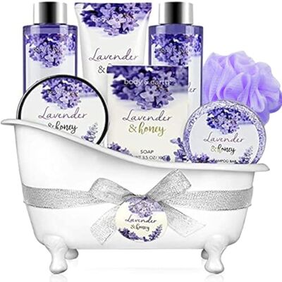 BODY & EARTH Coffret Femme, 8 Pièces Coffret de Bain au Parfum de Lavande Cadeaux D'anniversaire pour Femme, Coffrets de Soins, Coffrets de Bain, Cadeaux de Noël pour Elle - Publicité BODY & EARTH Coffret Femme, 8 Pièces Coffret de Bain au Parfum de Lavande Cadeaux D'anniversaire pour Femme, Coffrets de Soins, Coffrets de Bain, Cadeaux de Noël pour Elle - Publicité