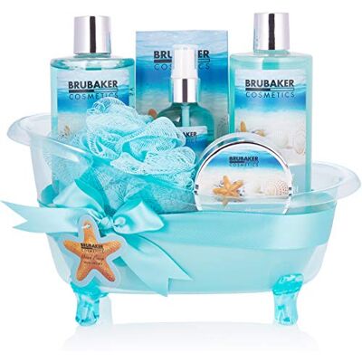 BRUBAKER Cosmetics Coffret de bain Ocean Breeze 7 Pièces Baignoire décorative Bleu Idée cadeau - Publicité BRUBAKER Cosmetics Coffret de bain Ocean Breeze 7 Pièces Baignoire décorative Bleu Idée cadeau - Publicité