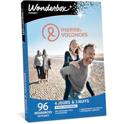 WONDERBOX Connect Coffret Cadeau Pierre & Vacances en Famille 4 pers. 4 jours et 3 nuits pour 4 pers Mer, Montagne, Campagne. Appartements ou maisons individuelles équipées Validité 27 mois - Publicité WONDERBOX Connect Coffret Cadeau Pierre & Vacances en Famille 4 pers. 4 jours et 3 nuits pour 4 pers Mer, Montagne, Campagne. Appartements ou maisons individuelles équipées Validité 27 mois - Publicité
