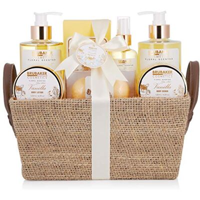 BRUBAKER Cosmetics Coffret de bain & douche Vanille/Rose/Menthe 9 Pièces Panier vintage décoratif Idée cadeau - Publicité BRUBAKER Cosmetics Coffret de bain & douche Vanille/Rose/Menthe 9 Pièces Panier vintage décoratif Idée cadeau - Publicité