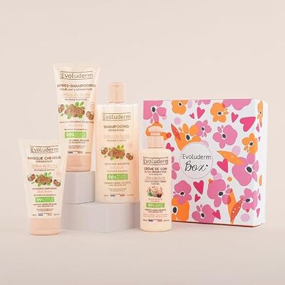 Evoluderm Coffret cadeau Femme Soins Cheveux au Beurre de Karité 4 produits Idée Cadeau Coffret cadeau Noël-Coffret Anniversaire Fête des Mères Fabrication Française (Rosèa) - Publicité Evoluderm Coffret cadeau Femme Soins Cheveux au Beurre de Karité 4 produits Idée Cadeau Coffret cadeau Noël-Coffret Anniversaire Fête des Mères Fabrication Française (Rosèa) - Publicité