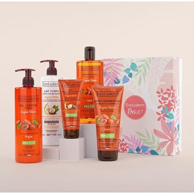 Evoluderm – Coffret Cadeau Corps & Cheveux Argan – 5 produits – Origine Naturelle Végan – Made in France Idée Cadeau Idéal cadeau Noël, Anniversaire, Fête des Mères (Harmonie) - Publicité Evoluderm – Coffret Cadeau Corps & Cheveux Argan – 5 produits – Origine Naturelle Végan – Made in France Idée Cadeau Idéal cadeau Noël, Anniversaire, Fête des Mères (Harmonie) - Publicité