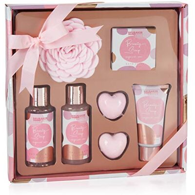 BRUBAKER Cosmetics Coffret de bain & douche Parfum de rose 7 Pièces Boîte vintage décorative Or rose Idée cadeau Femme - Publicité BRUBAKER Cosmetics Coffret de bain & douche Parfum de rose 7 Pièces Boîte vintage décorative Or rose Idée cadeau Femme - Publicité
