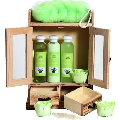 BRUBAKER Cosmetics Coffret de bain Aloe vera 10 Pièces Armoire en Bois Idée cadeau - Publicité BRUBAKER Cosmetics Coffret de bain Aloe vera 10 Pièces Armoire en Bois Idée cadeau - Publicité