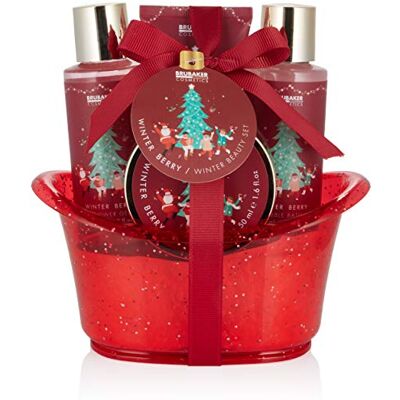 BRUBAKER Cosmetics Coffret de bain & douche Baies d'hiver/Joyeux Noël 5 Pièces Baignoire à paillettes Idée cadeau Femme & Homme - Publicité BRUBAKER Cosmetics Coffret de bain & douche Baies d'hiver/Joyeux Noël 5 Pièces Baignoire à paillettes Idée cadeau Femme & Homme - Publicité
