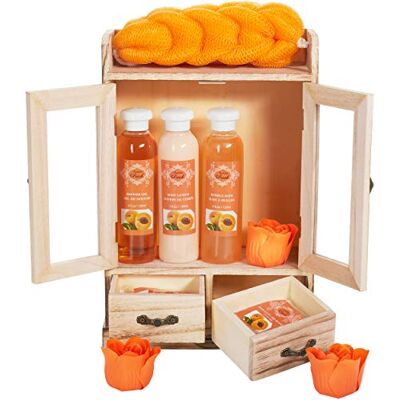 BRUBAKER Cosmetics Coffret de bain Pêche 10 Pièces Armoire en Bois Idée cadeau - Publicité BRUBAKER Cosmetics Coffret de bain Pêche 10 Pièces Armoire en Bois Idée cadeau - Publicité