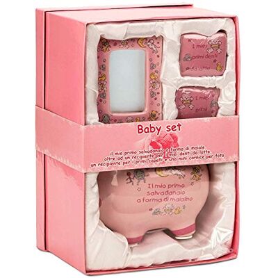 BRUBAKER Coffret cadeau Bébé/Naissance 4 Pièces Ma première tirelire, Boîte à dents de lait, Boîte à mèche de cheveux & Cadre photo Rose/Fille Italien - Publicité BRUBAKER Coffret cadeau Bébé/Naissance 4 Pièces Ma première tirelire, Boîte à dents de lait, Boîte à mèche de cheveux & Cadre photo Rose/Fille Italien - Publicité