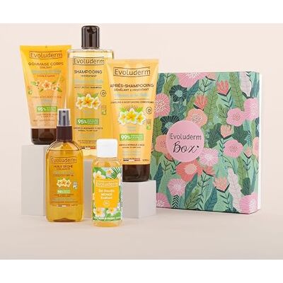 Evoluderm – Coffret Cadeau Monoï Corps & Cheveux – 5 produits Origine Naturelle Végan – Made in France Idée Cadeau de Noël, Anniversaire, Fête des Mères (Jungle) - Publicité Evoluderm – Coffret Cadeau Monoï Corps & Cheveux – 5 produits Origine Naturelle Végan – Made in France Idée Cadeau de Noël, Anniversaire, Fête des Mères (Jungle) - Publicité