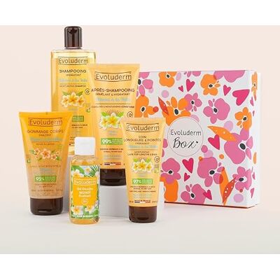 Evoluderm Coffret Cadeau Bain Femme Soins Corps & Cheveux au Monoï de Tahiti 5 Produits Végan Idée Cadeau Coffret Cadeau Noël – Anniversaire Fête des Mères (Rosèa) - Publicité Evoluderm Coffret Cadeau Bain Femme Soins Corps & Cheveux au Monoï de Tahiti 5 Produits Végan Idée Cadeau Coffret Cadeau Noël – Anniversaire Fête des Mères (Rosèa) - Publicité