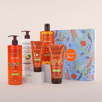 Evoluderm – Coffret Cadeau Corps & Cheveux Argan – 5 produits – Origine Naturelle Végan – Made in France Idée Cadeau Idéal cadeau Noël, Anniversaire, Fête des Mères (Spring) - Publicité Evoluderm – Coffret Cadeau Corps & Cheveux Argan – 5 produits – Origine Naturelle Végan – Made in France Idée Cadeau Idéal cadeau Noël, Anniversaire, Fête des Mères (Spring) - Publicité
