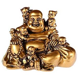 Lachineuse Lachender BoudDHA - Bouddha doré entouré de 5 enfants - Figurine - Publicité Lachineuse Lachender BoudDHA - Bouddha doré entouré de 5 enfants - Figurine - Publicité