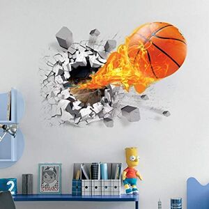 YTYTOO 3D Cassé Mur De Basket-ball Stickers Muraux Nba Basketball Décoration Diy Bande Dessinée Enfants Chambre Murale Murale Art Garçons Favoriser La Décoration De La Maison Decal 50X70Cm - Publicité