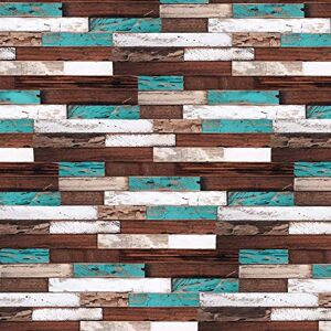 DECOON Parement bois de bateau recyclé 0,98 m2 brun et turquoise - Publicité DECOON Parement bois de bateau recyclé 0,98 m2 brun et turquoise - Publicité