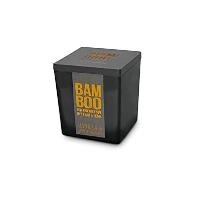 Heart and Home Vanilla & White Woods Petite bougie en pot en bambou - Publicité Heart and Home Vanilla & White Woods Petite bougie en pot en bambou - Publicité
