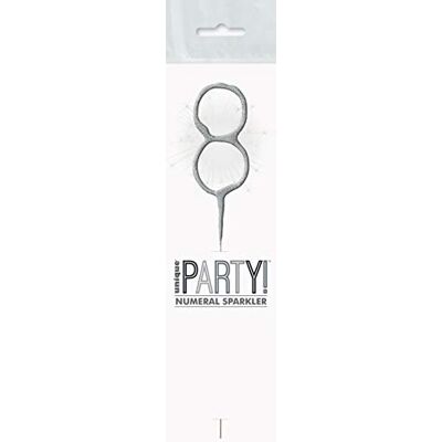 Unique Party 84108 Métallique Numéro 8 Gâteau D'anniversaire bougie scintillante Argenté - Publicité Unique Party 84108 Métallique Numéro 8 Gâteau D'anniversaire bougie scintillante Argenté - Publicité