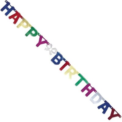 Unique 9011 Banderole de Lettres Brillante Happy Birthday 1,4 m - Publicité Unique 9011 Banderole de Lettres Brillante Happy Birthday 1,4 m - Publicité